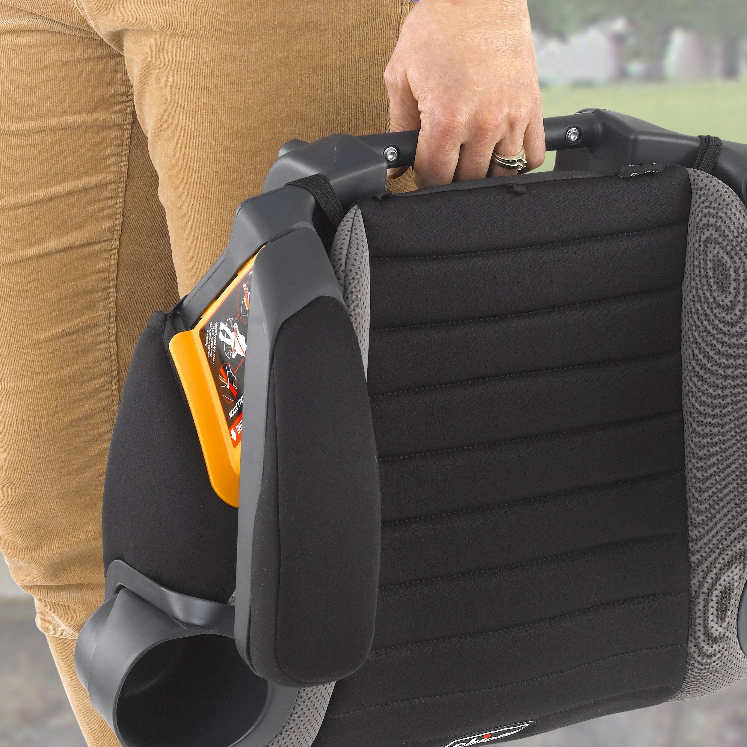 Chicco GoFit machine-washable seat pad with removable armrest covers.