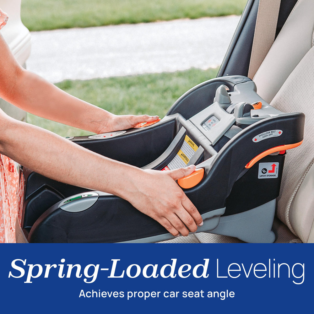 Chicco KeyFit Base rear-facing installation with LATCH tightener ensures secure fit.