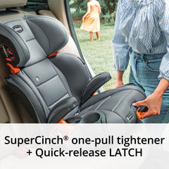 Chicco KidFit ClearTex Plus backrest adjustment demonstrates grow-with-child design