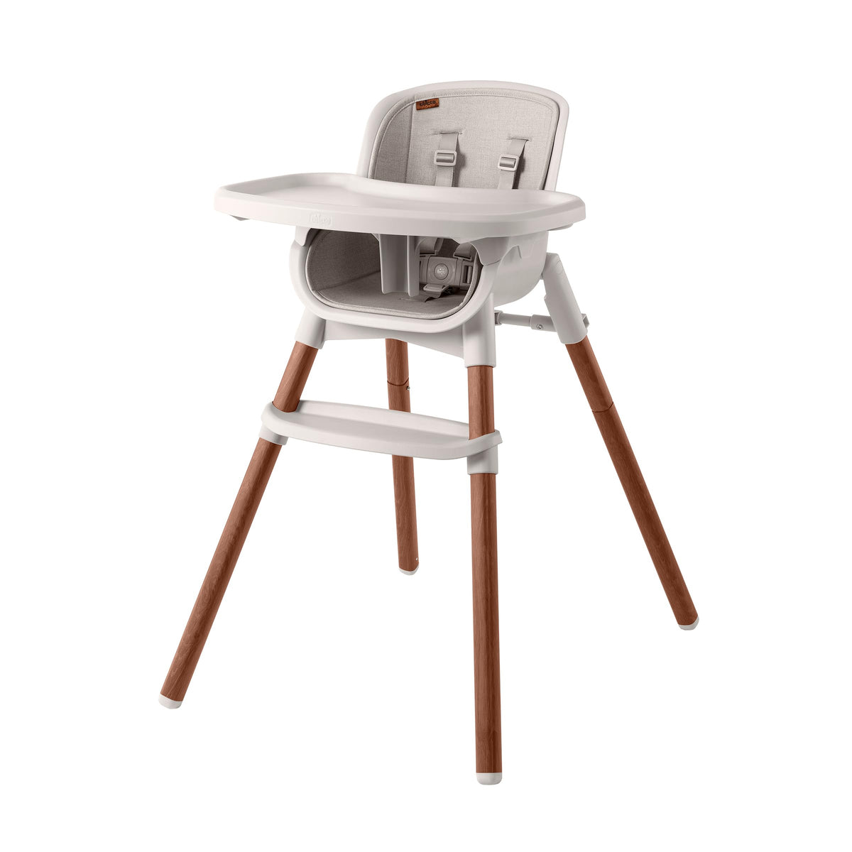 Chicco Zest LE high chair folding shown in compact form for space saving