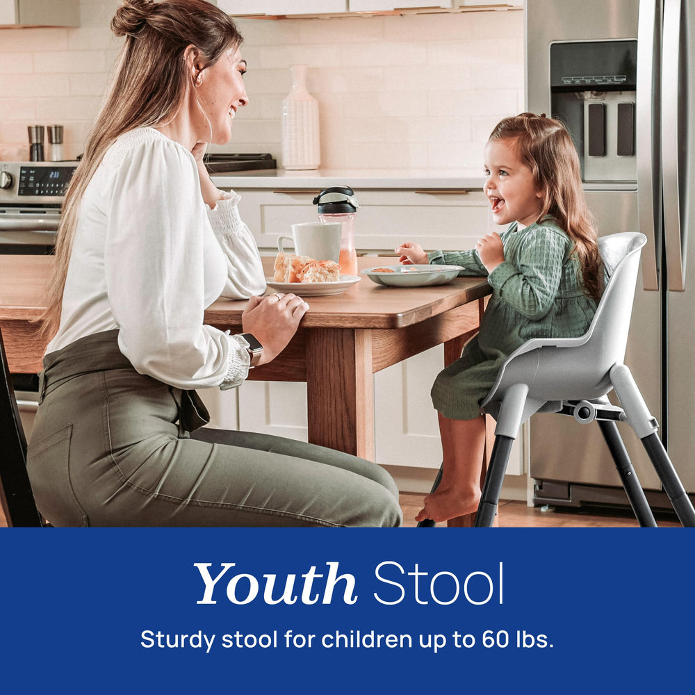 Chicco Zest youth stool at table height supports older children.
