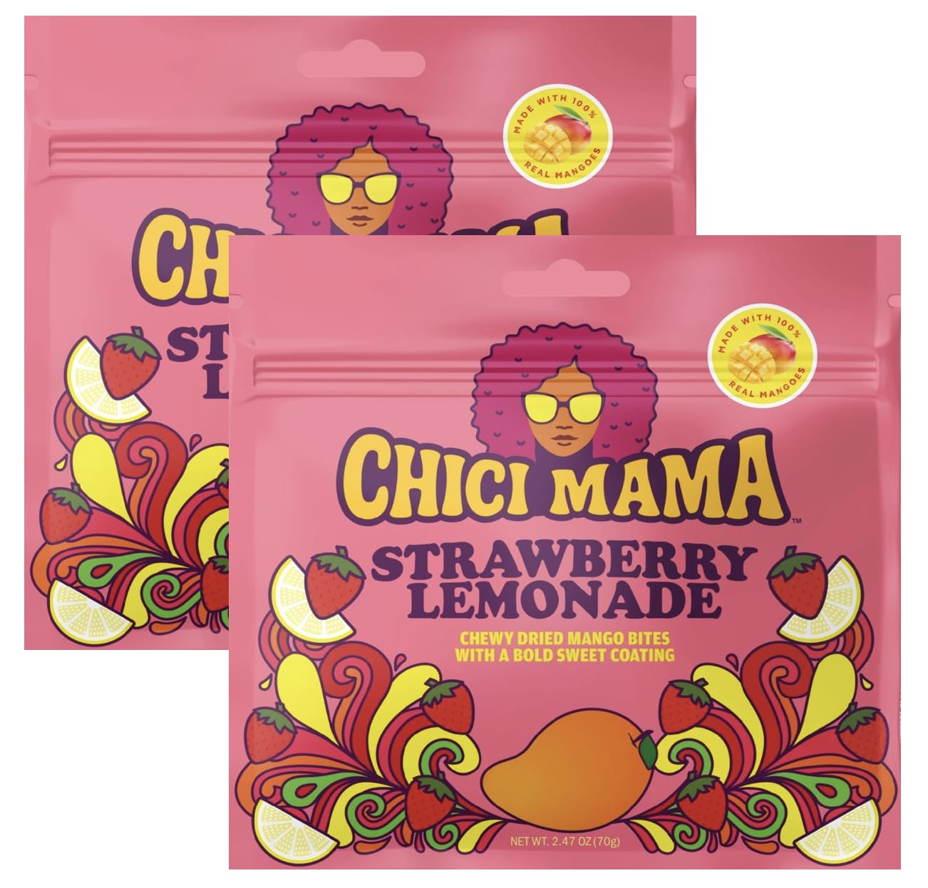 Chici Mama Strawberry Lemonade Mango Bites pack ready to snack