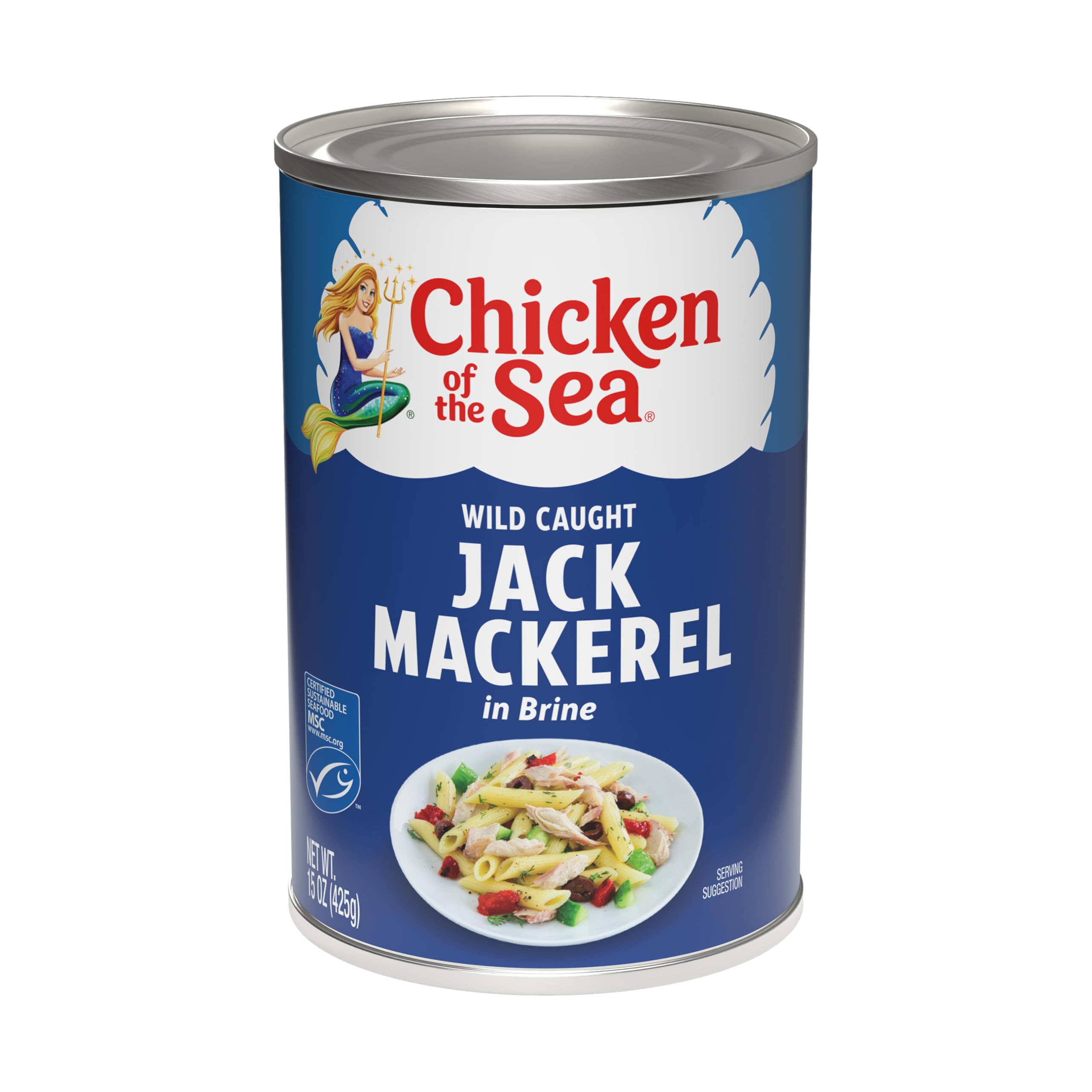 Chicken of the Sea Jack Mackerel in Brine back shows gluten-free ingredients