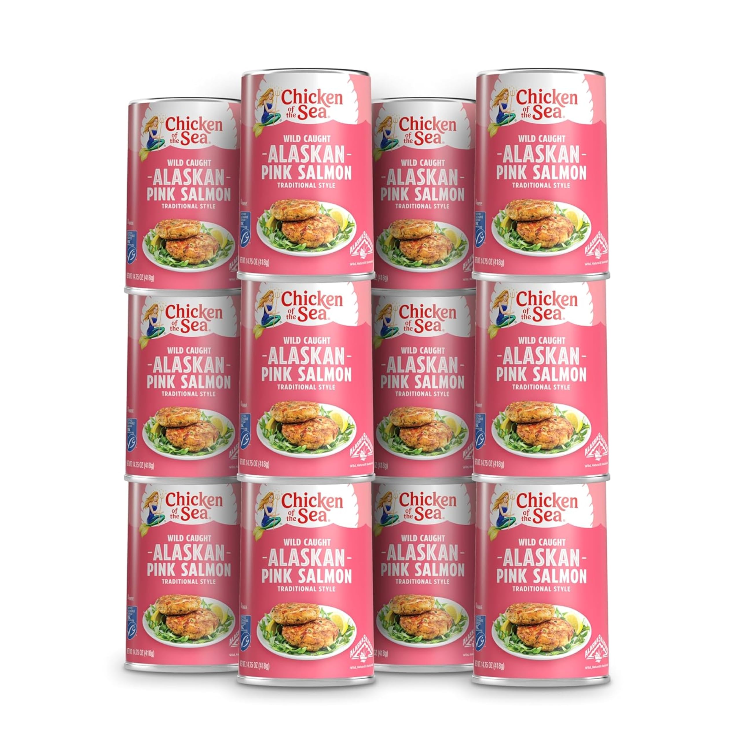 Chicken of the Sea pink salmon in a can with mild flavor and high-protein appeal