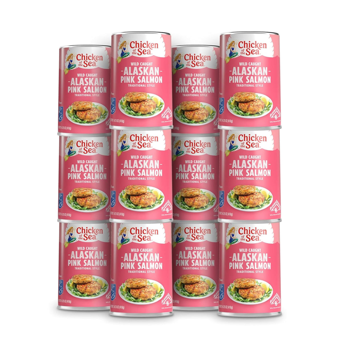 Chicken of the Sea pink salmon in a can with mild flavor and high-protein appeal