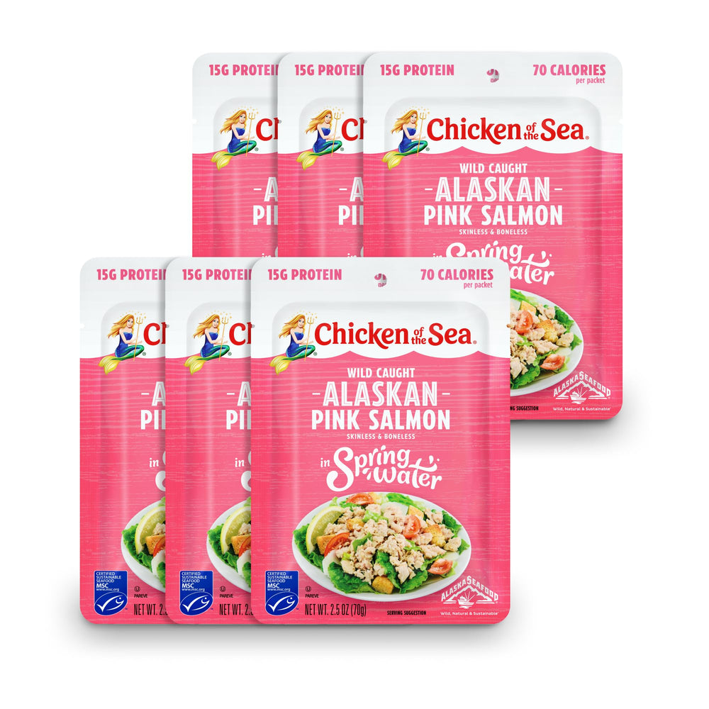 Chicken of the Sea pink salmon in water 6-pack; easy meal prep, no draining required