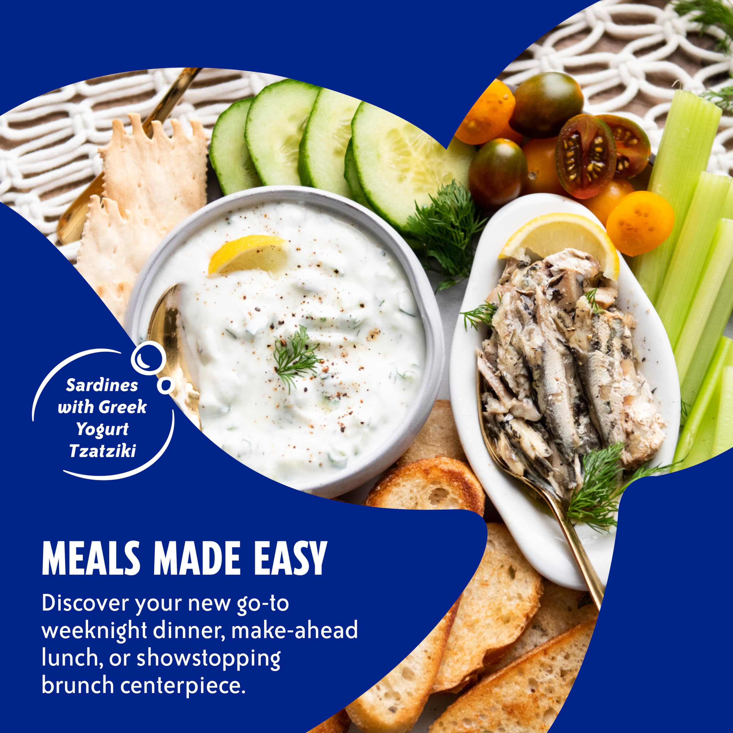 Chicken of the Sea sardines on salad greens, omega-3 source.