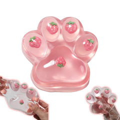 Chicooan cat paw squishy in strawberry pink for desk decor and stress relief.