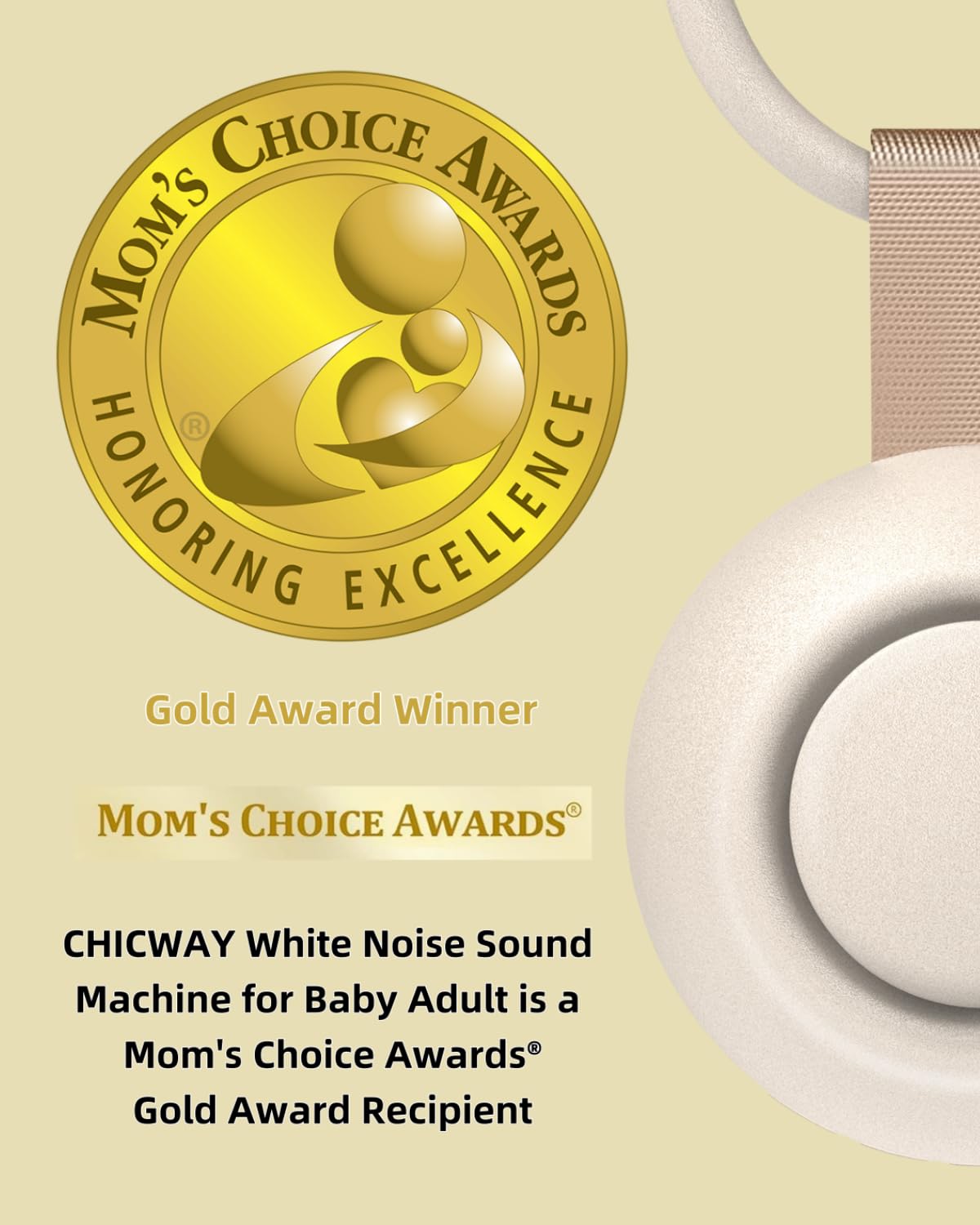 CHICWAY portable white-noise night light aids sleep on the go.