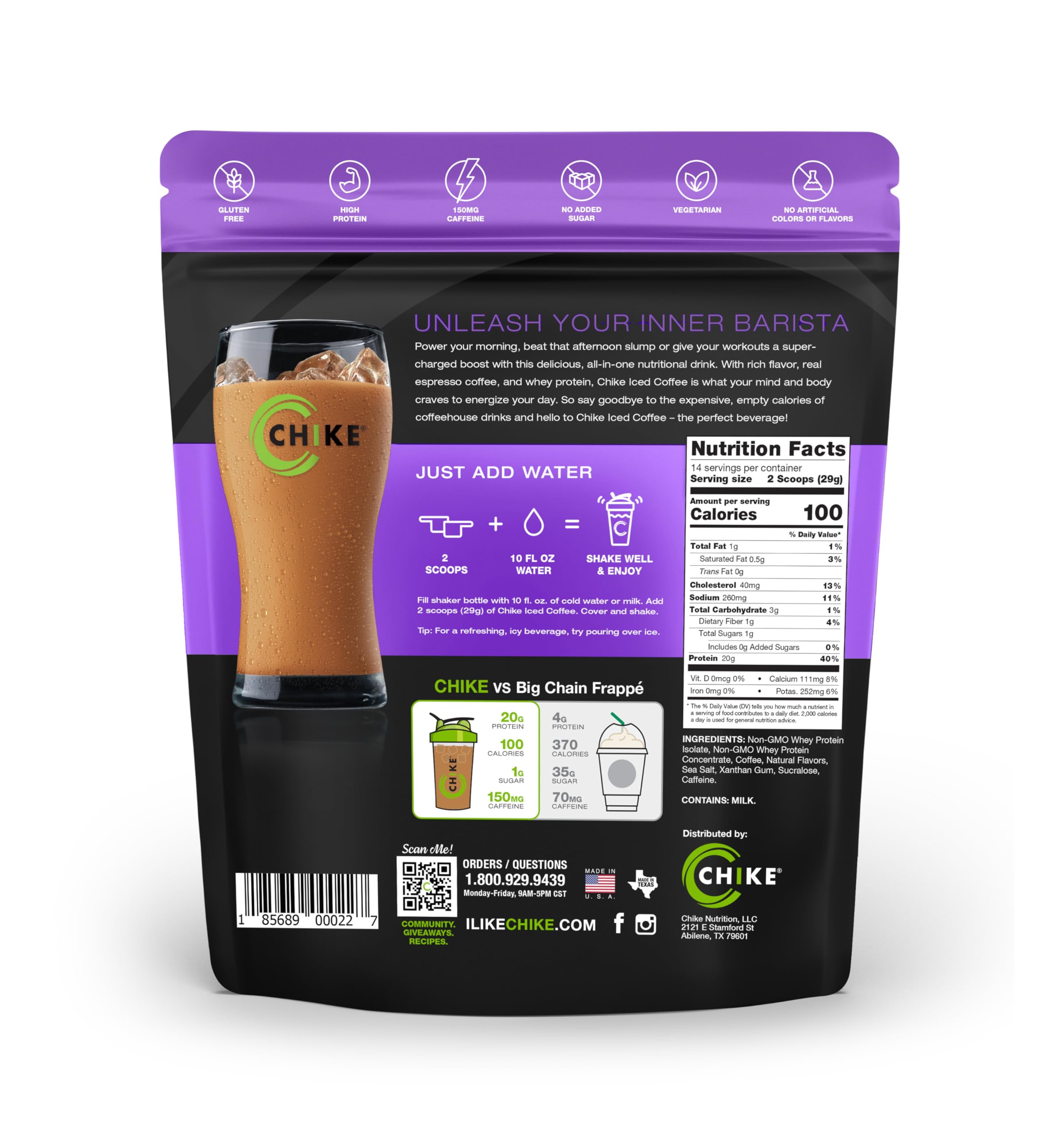 Chike Caramel High Protein Iced Coffee pour highlighting smooth caramel flavor and energy,