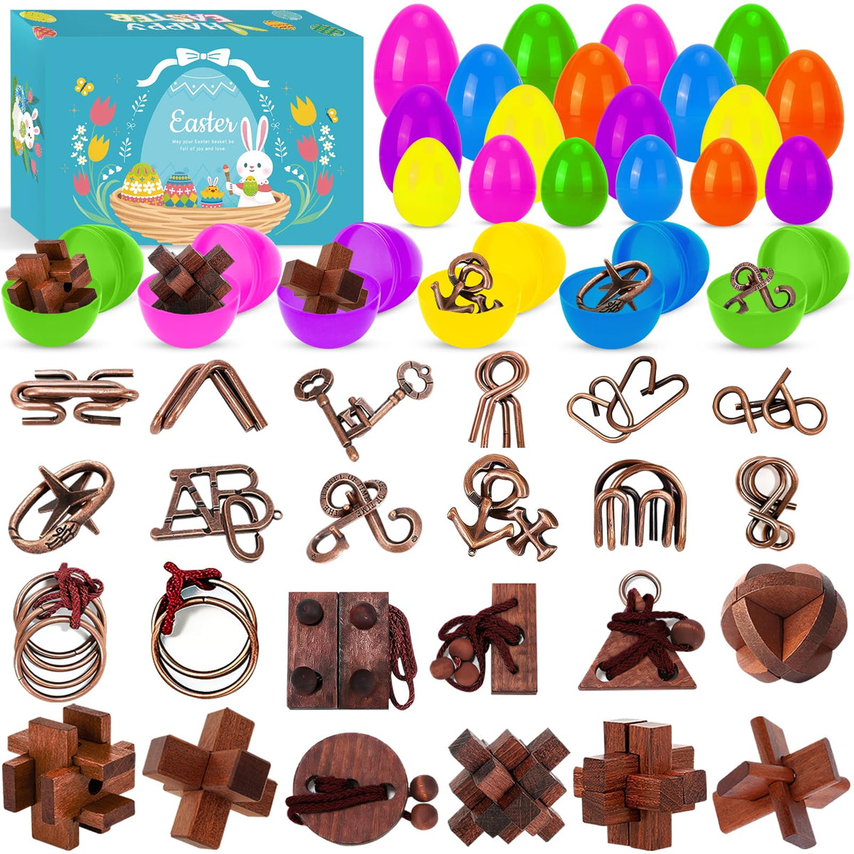 CHILDGO wooden brain teaser inside Easter egg encourages problem solving.