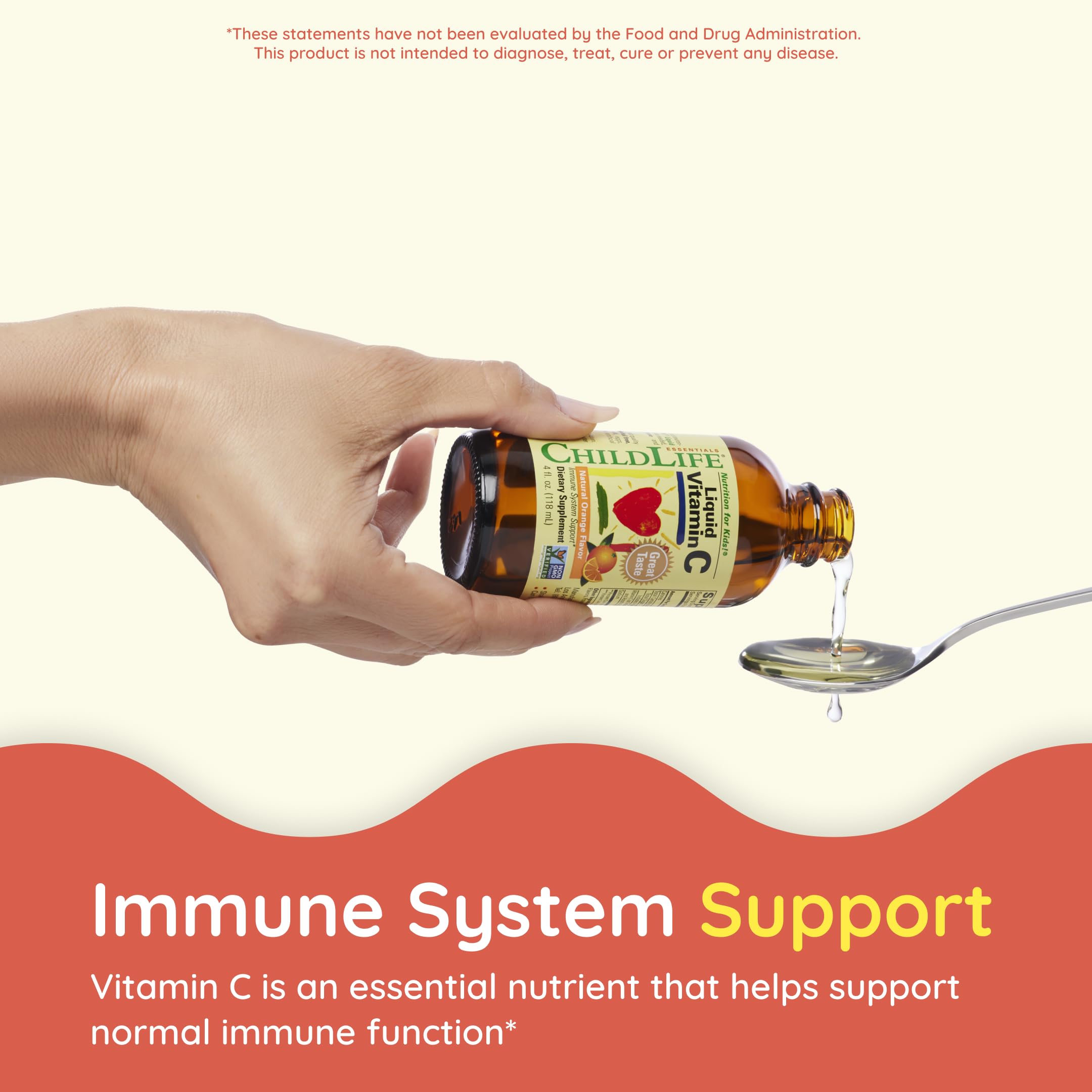 ChildLife Essentials Liquid Vitamin C dosing spoon supports accurate servings for children.