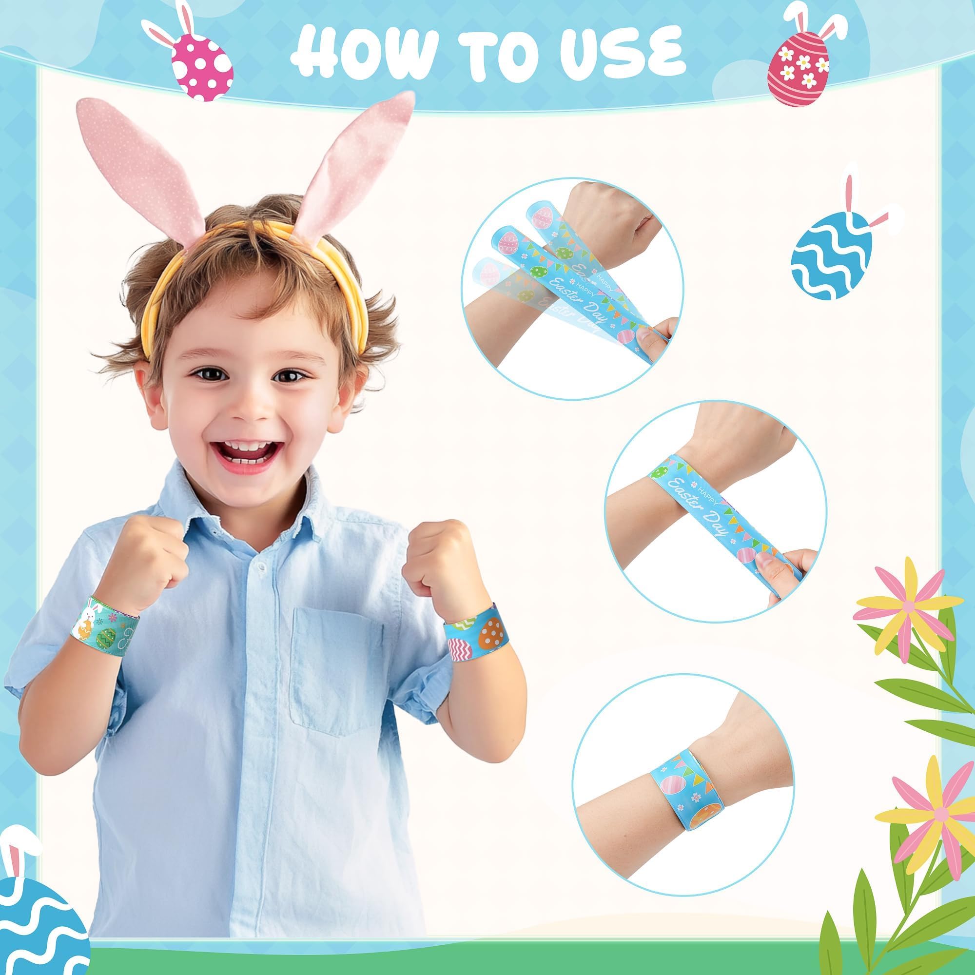 Childom bunny-themed Easter bracelets decorate bags and baskets with charm.