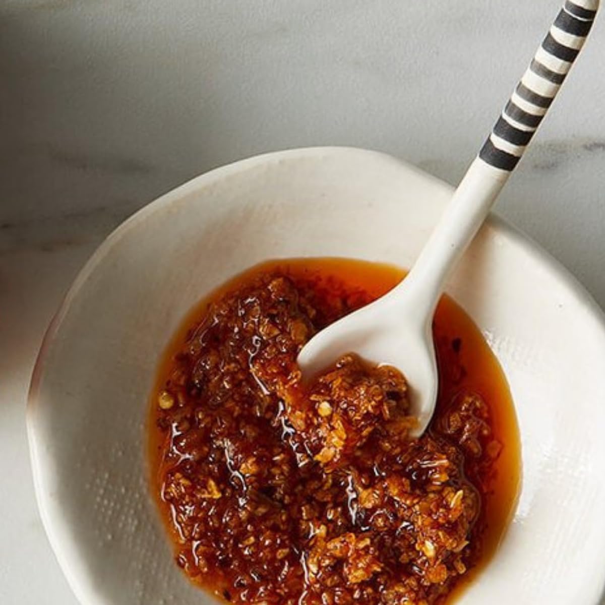 Chile Crunch ingredients closeup emphasizes all-natural, preservative-free recipe