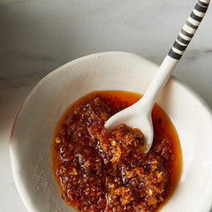 Chile Crunch ingredients closeup emphasizes all-natural, preservative-free recipe