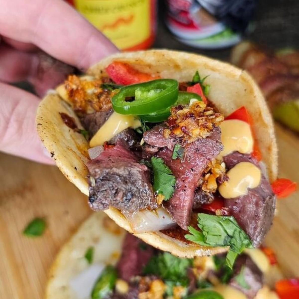 Chile Crunch plated taco pairing demonstrates bold, authentic Mexican flavor