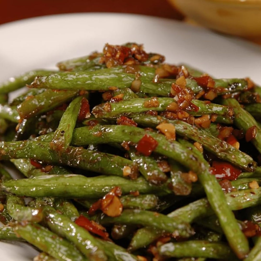 Chile Crunch roasted vegetables finish with crisp texture