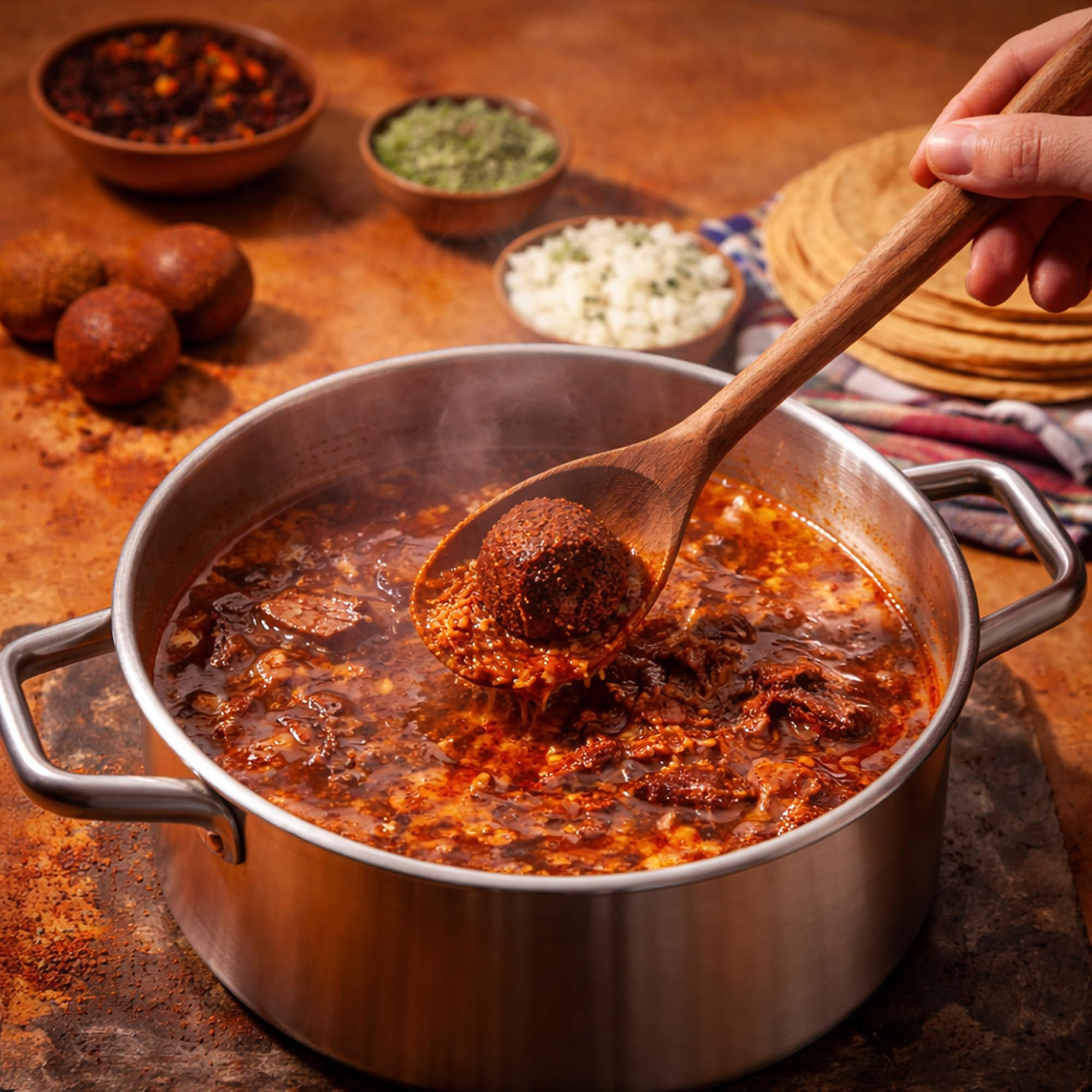 Chilemoy Birria Balls family dinner scene conveys shared flavorful moments.
