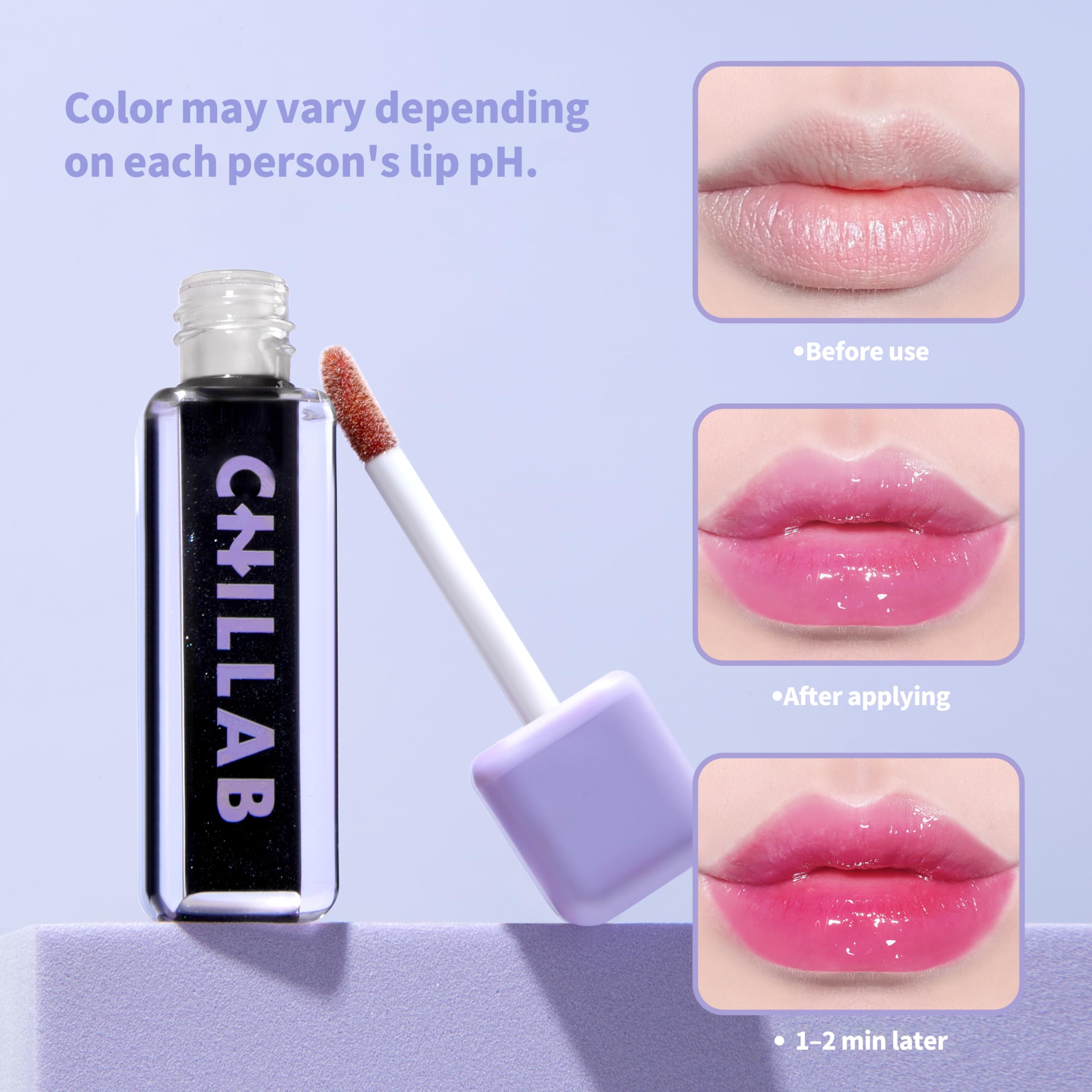 Chillab Magic Black Lip Oil swatch demonstrating all-skin-tone versatility and moisture