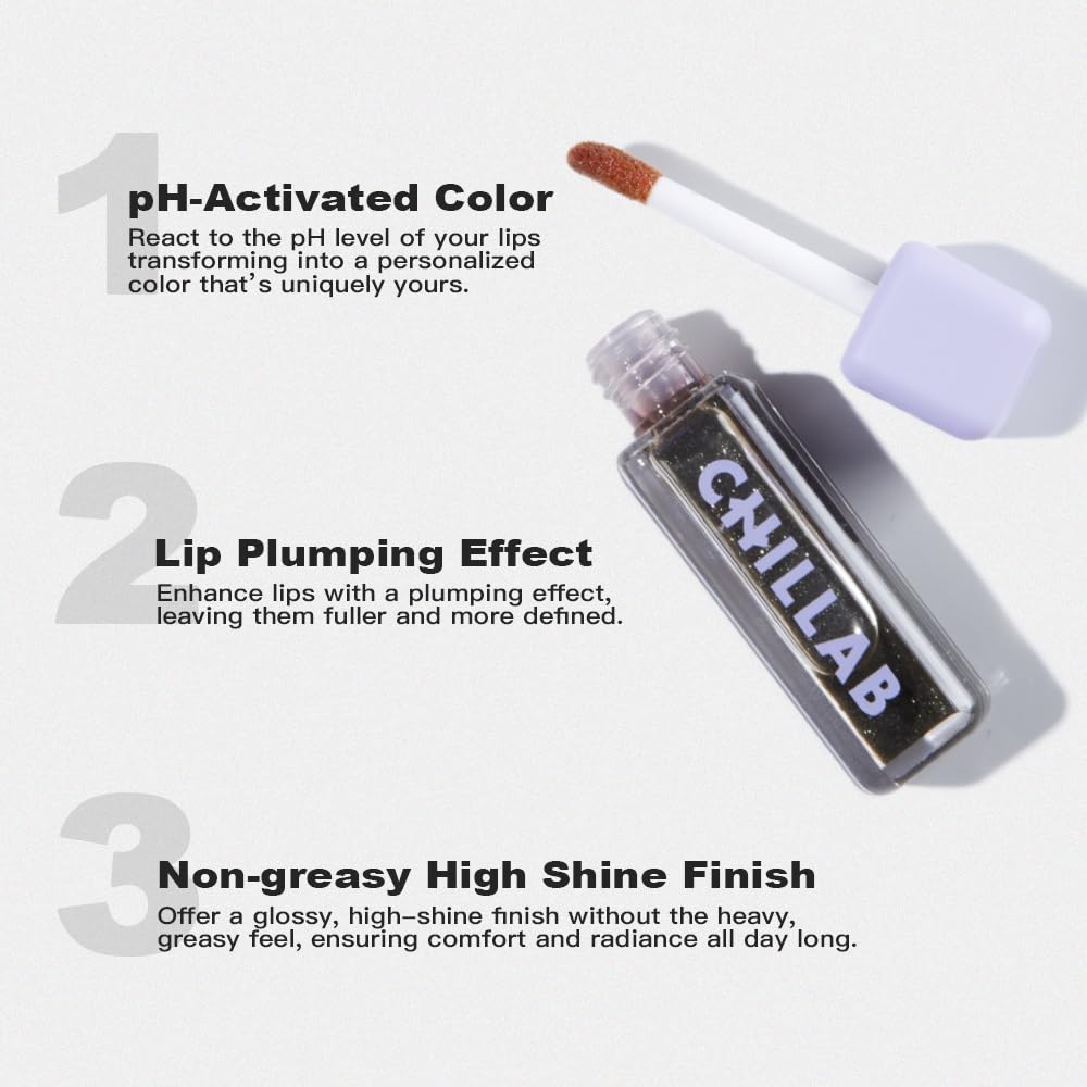 Chillab Magic Black Lip Oil glitter finish adds radiant shine in a close-up