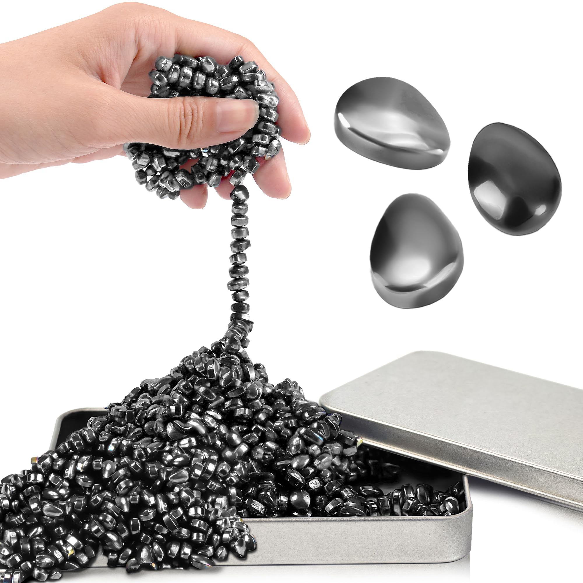 Chilvil 300pc fidget beads in a metal tin for portable stress relief
