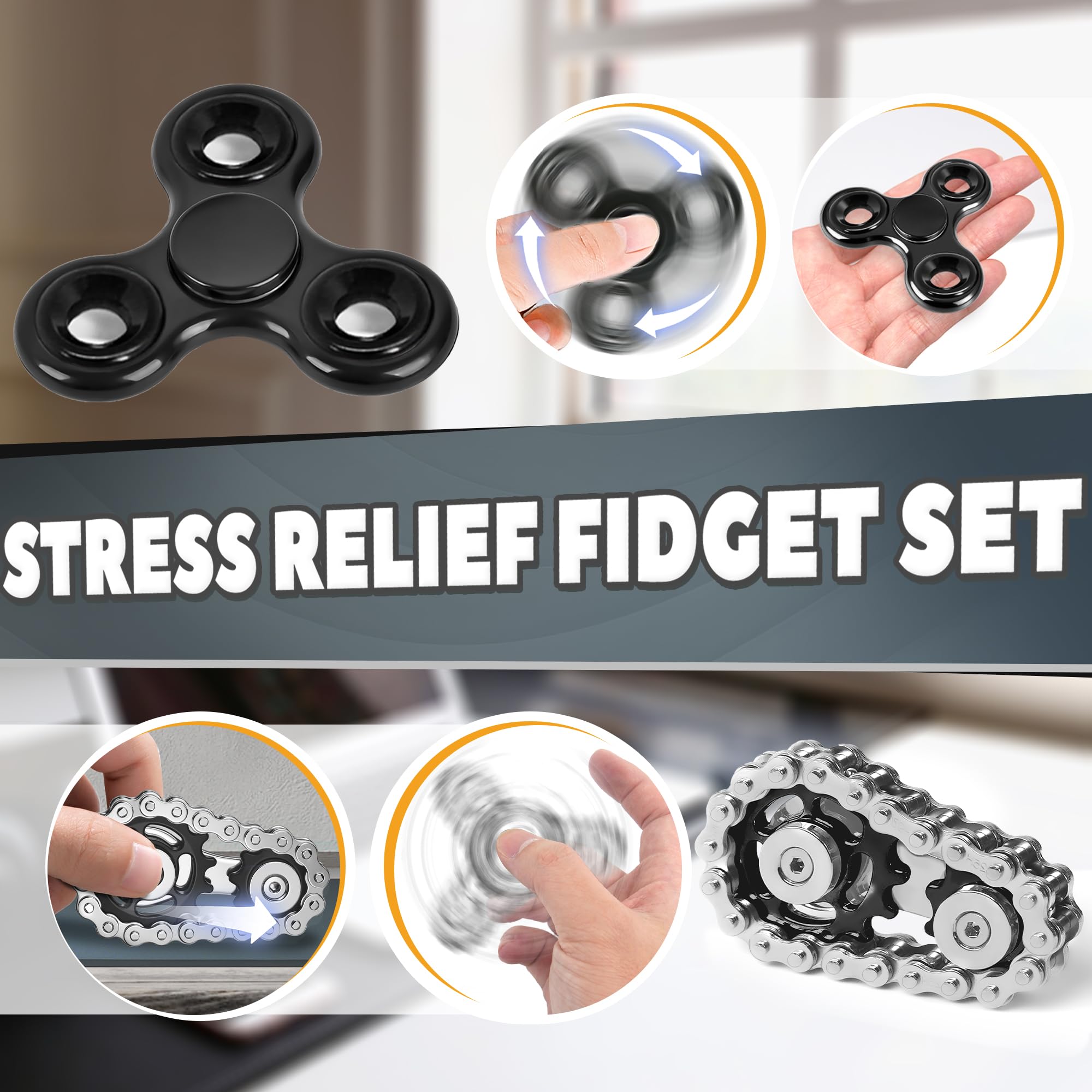 Chilvil 3-in-1 fidget spins, clicks, and slides for varied sensations