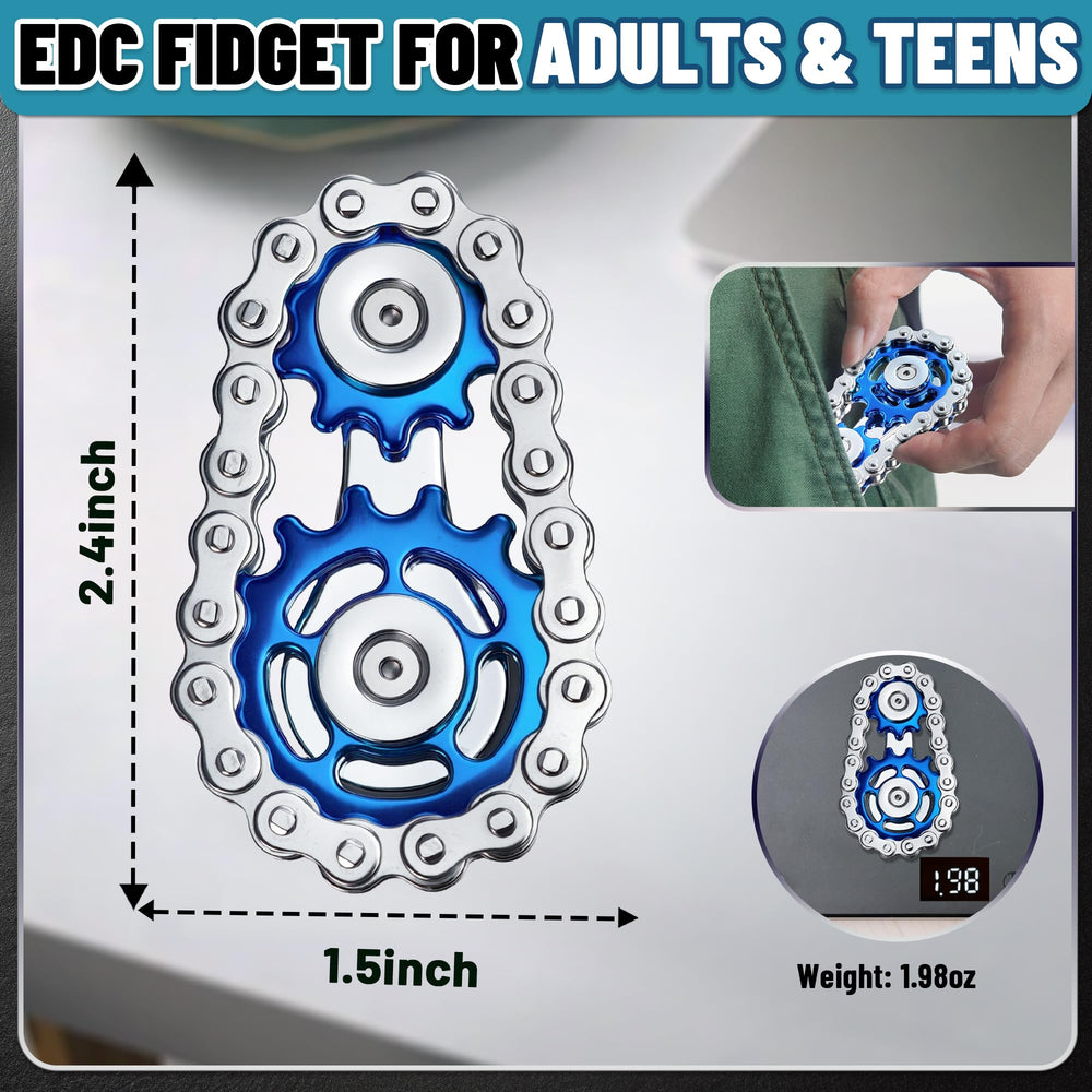 Chilvil blue fidget spinner with two wrenches for easy disassembly.