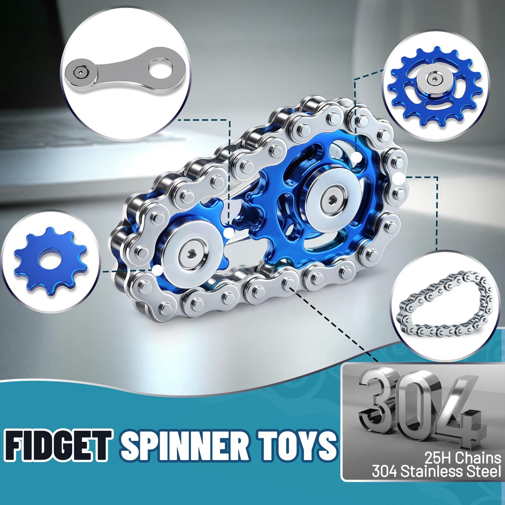 Chilvil blue 304 stainless steel fidget spinner, durable and long-lasting.