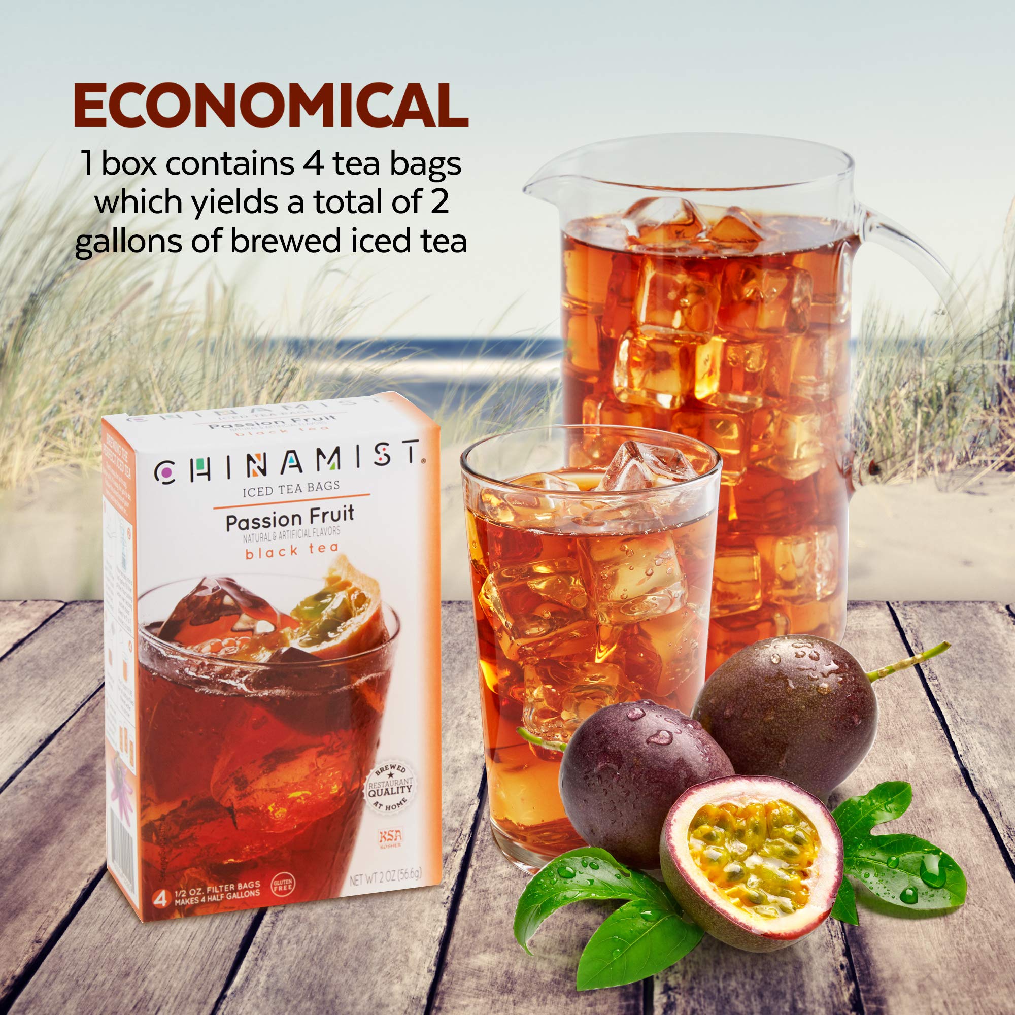 Sustainable sourcing label on China Mist tea packaging.