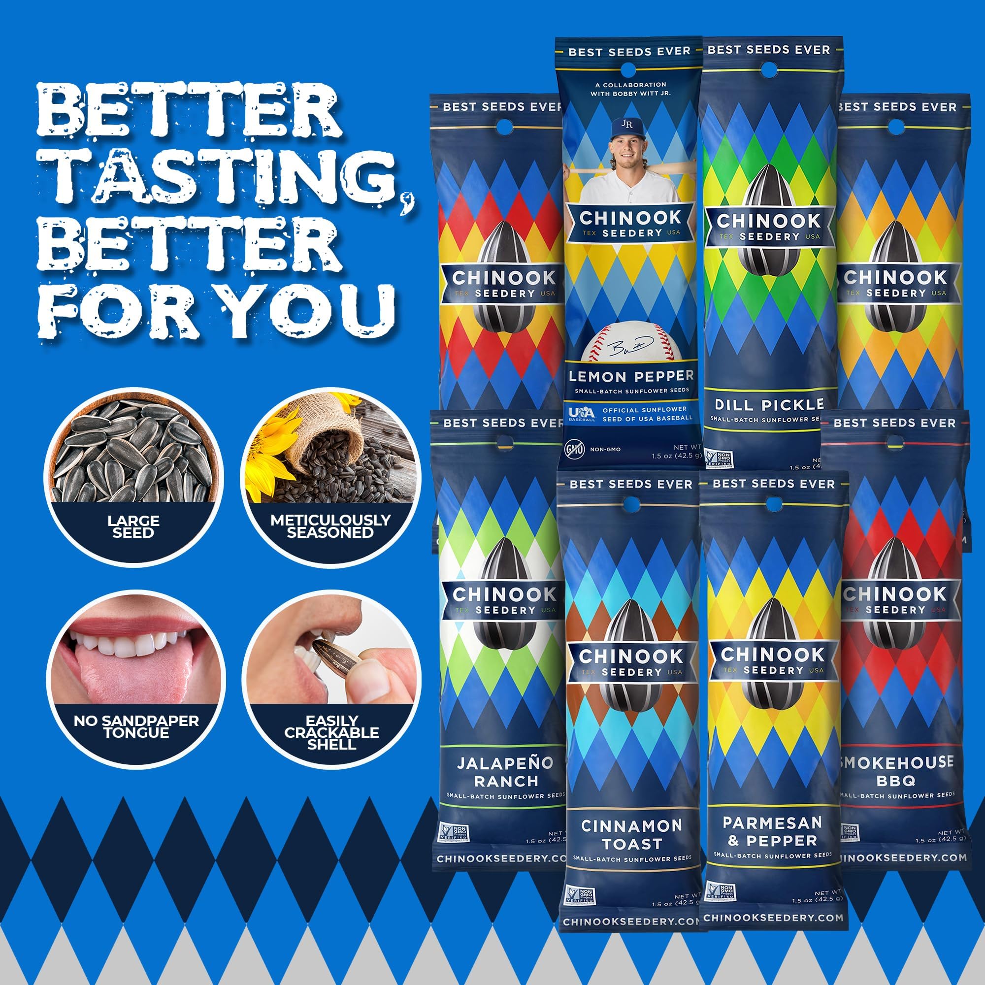 Chinook Seedery Lemon Pepper flavor pack, zesty crunch for lunch breaks.