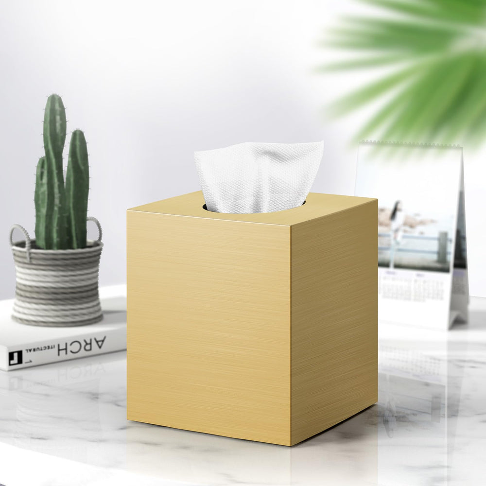 Chintu gold acrylic tissue holder blends durability with modern style in any room.