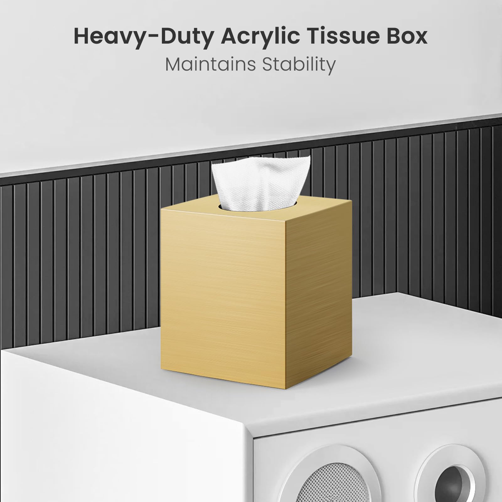 Chintu gold office tissue cover keeps tissues neat and accessible at the desk.