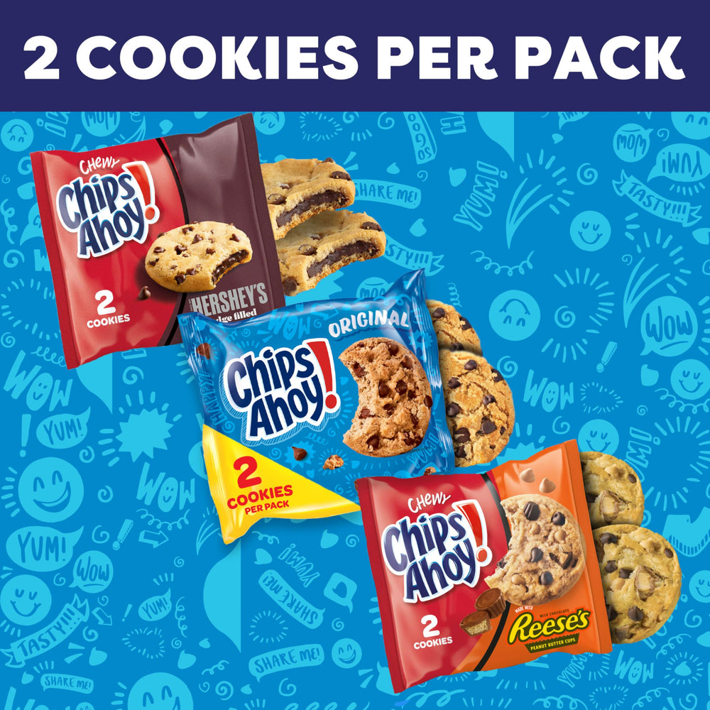 CHIPS AHOY! Chewy chocolate chip with Reese's cups close-up showing texture.