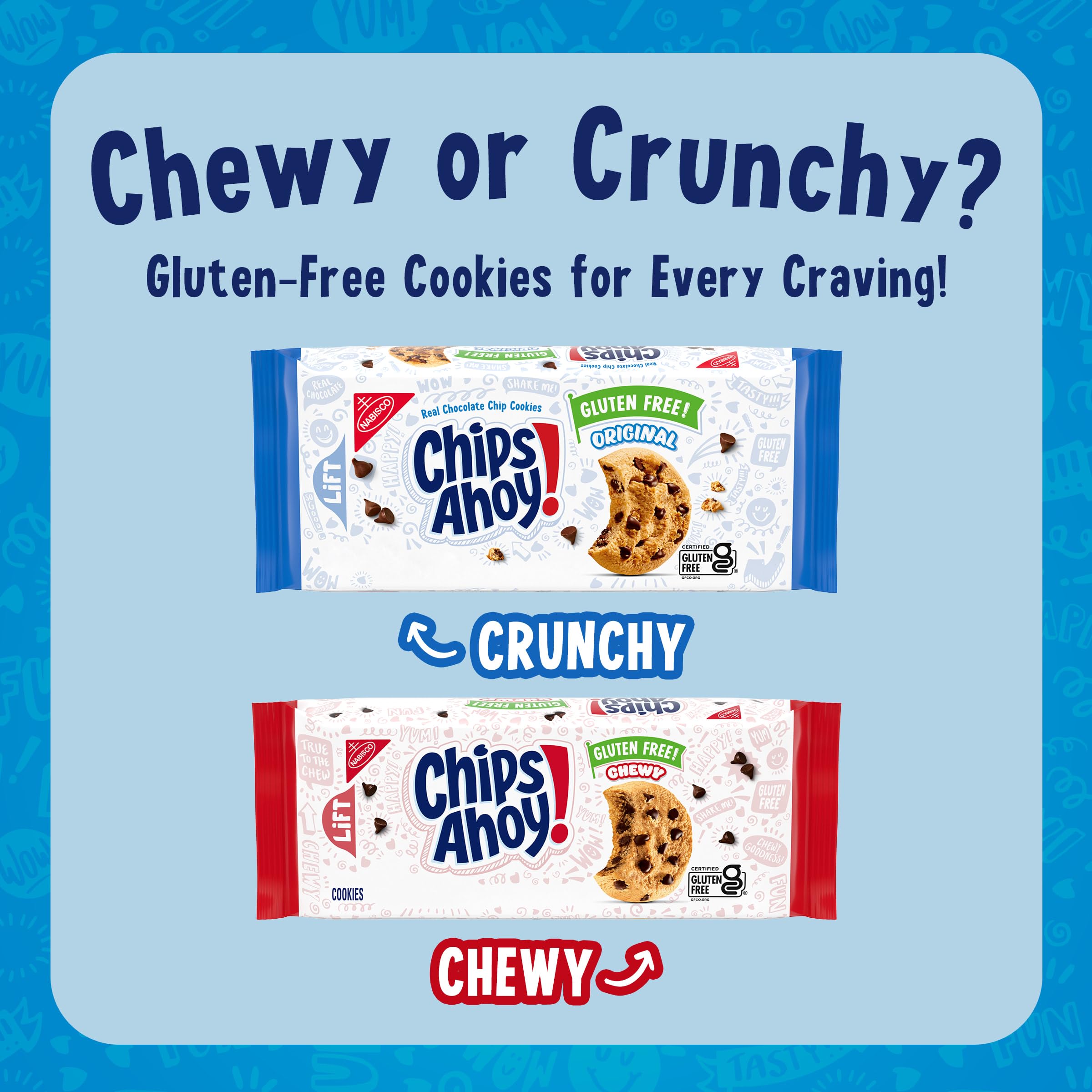 CHIPS AHOY! gluten free cookie closeup soft chewy texture.