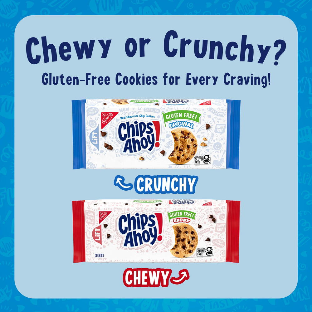 CHIPS AHOY! gluten free cookie closeup soft chewy texture.