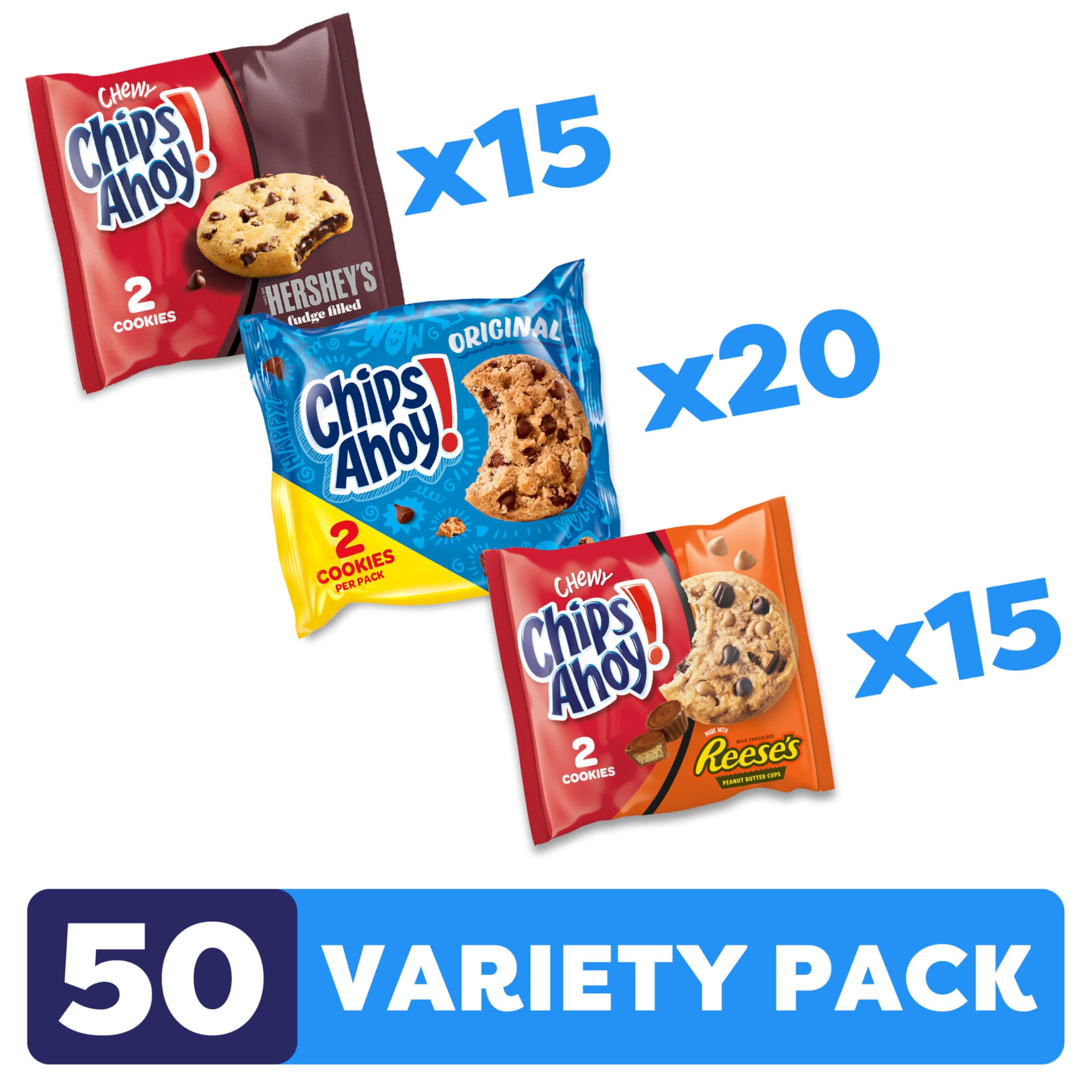 CHIPS AHOY! Hershey's fudge-filled soft chewy cookies in a snack pack.