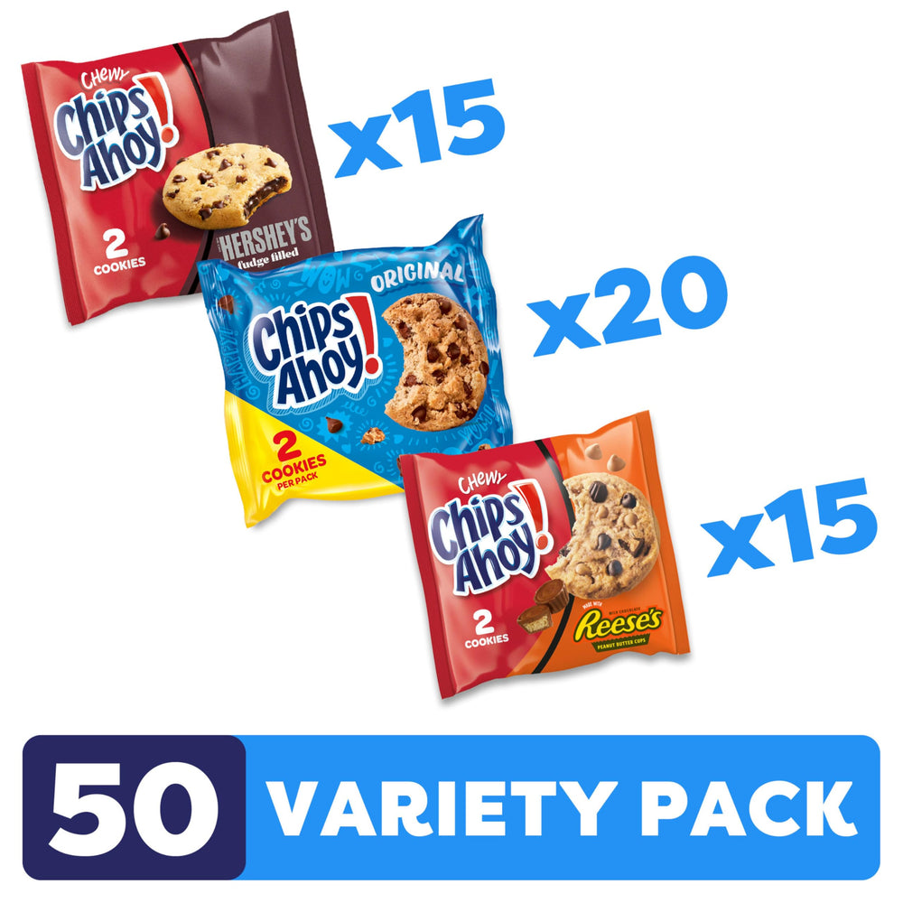 CHIPS AHOY! Hershey's fudge-filled soft chewy cookies in a snack pack.
