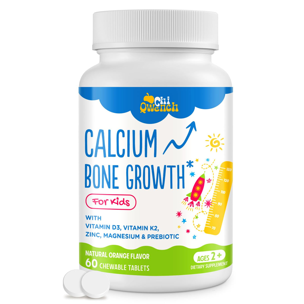 ChiQwench calcium supplement orange chewables for easy daily bone support.