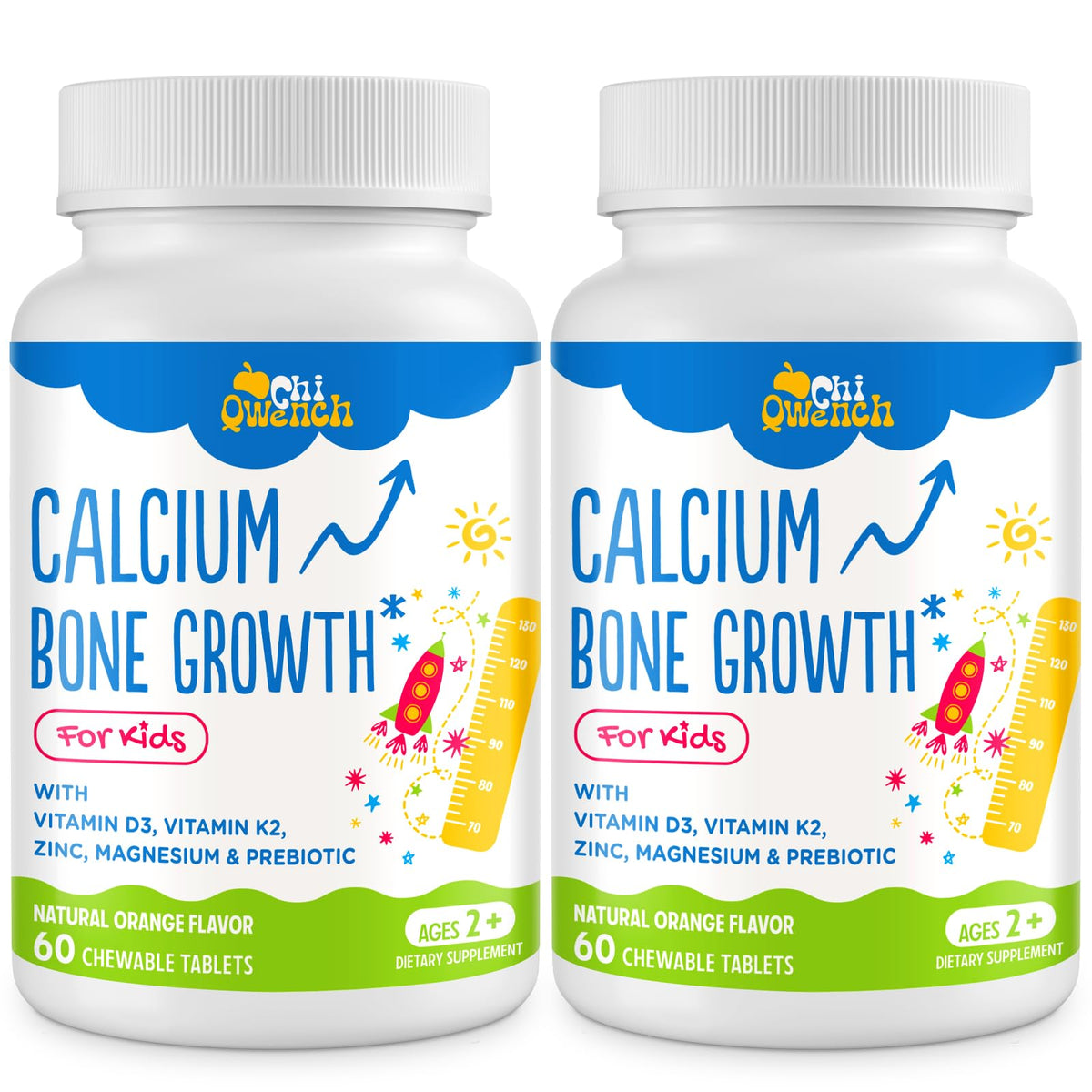 ChiQwench orange chewable calcium with D3 and K2 for kid-friendly bone support