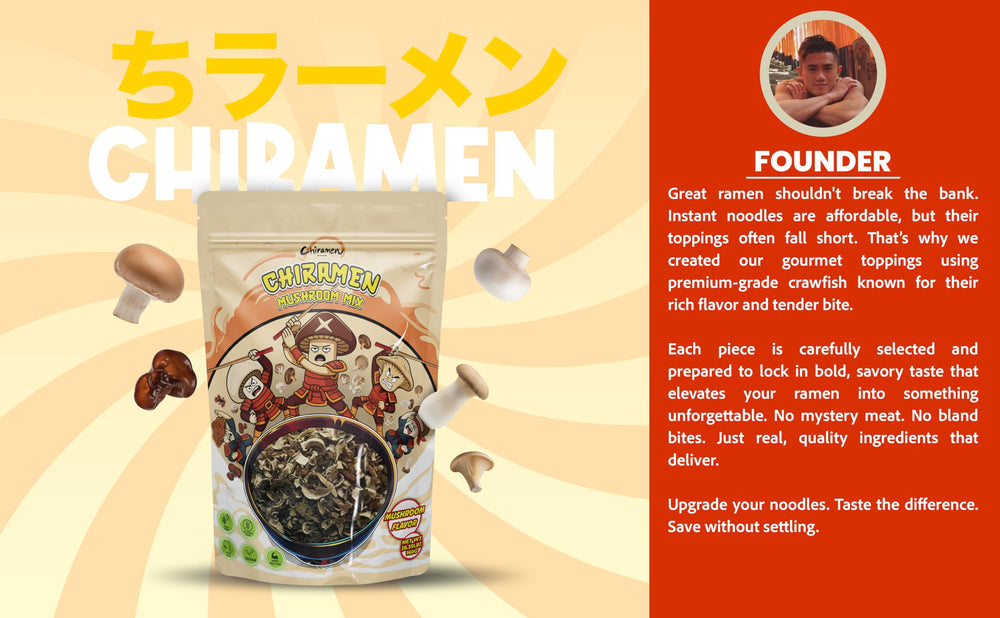 Chiramen button mushroom mix offers versatile flavor for cup noodles.