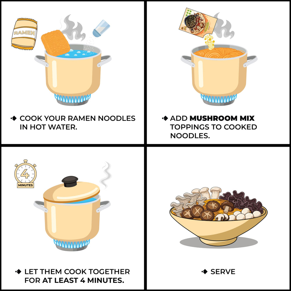 Chiramen wood ear mushroom mix brings crisp chew to ramen and vegetables.