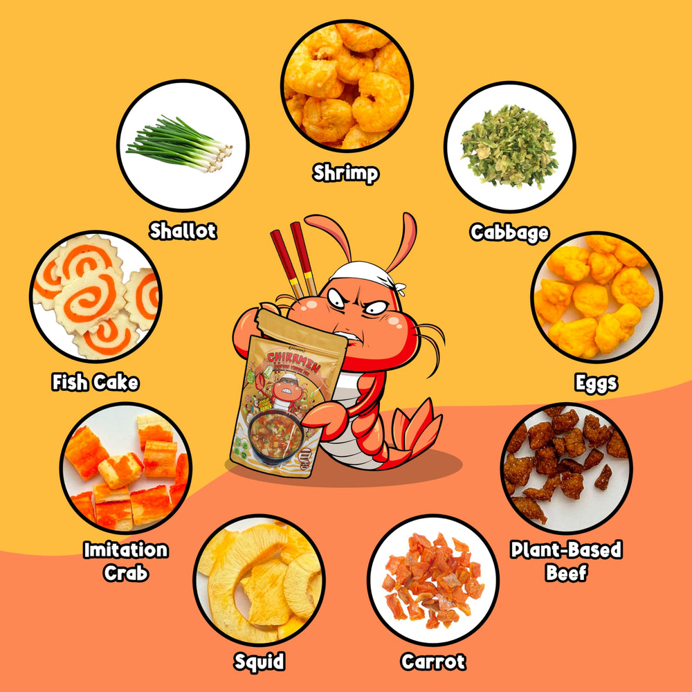 Chiramen Seafood Veggie Mix imitation crab brings color and ocean notes to broth.