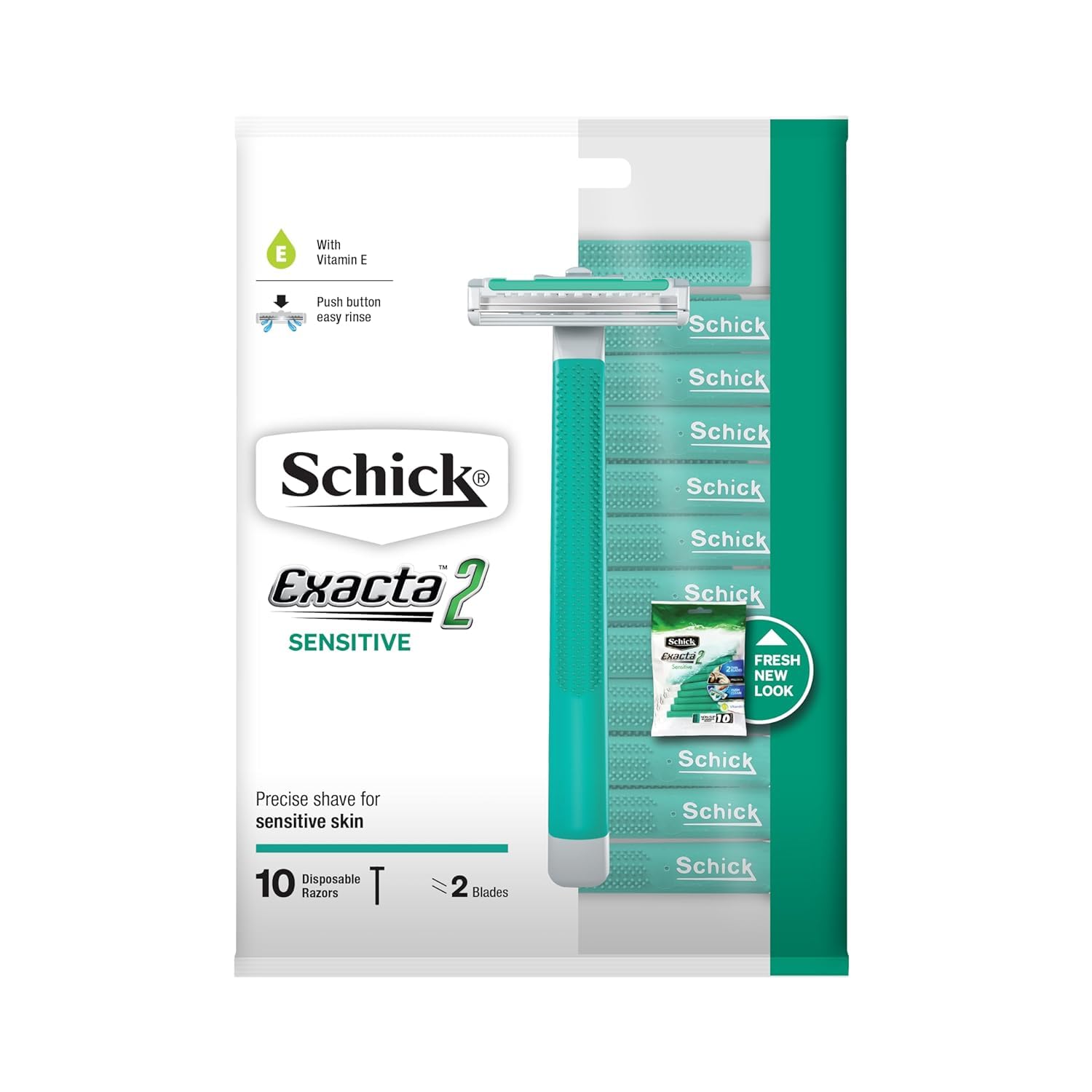 CHLIFE Schick Exacta2 lubrication strip with vitamin E for smoother shave.