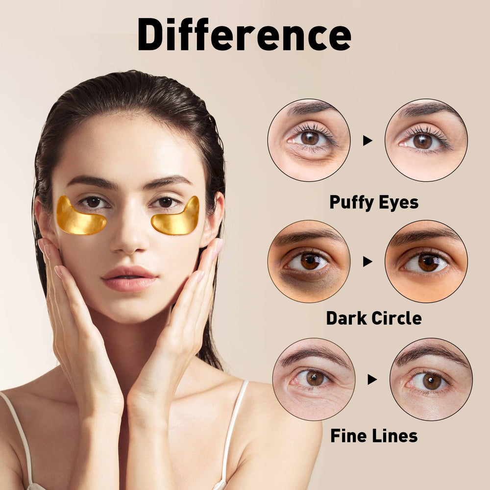CHMI 24K Gold Under Eye Patches in use to refresh tired eyes.