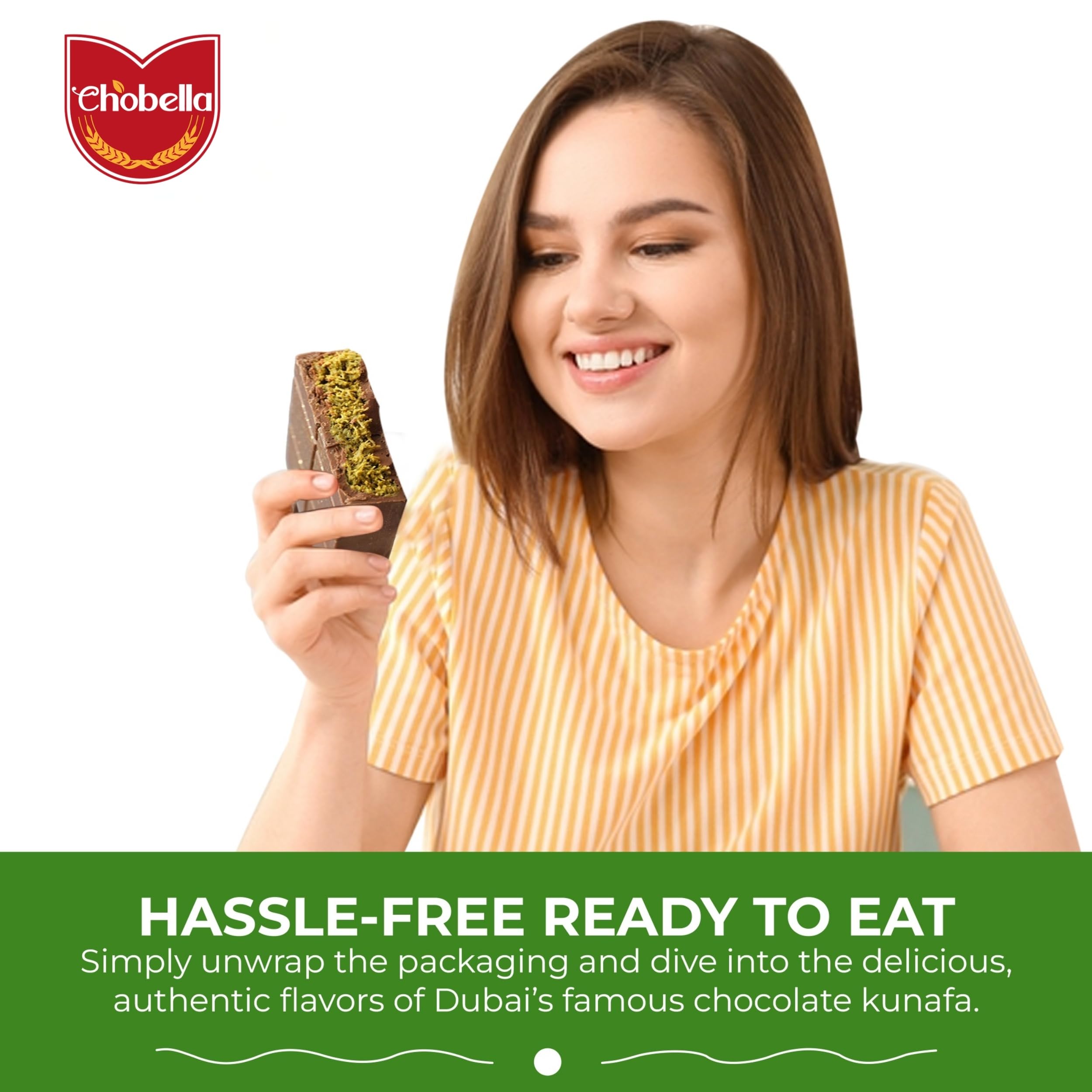 Chobella Dubai chocolate bar on shelf signaling premium quality