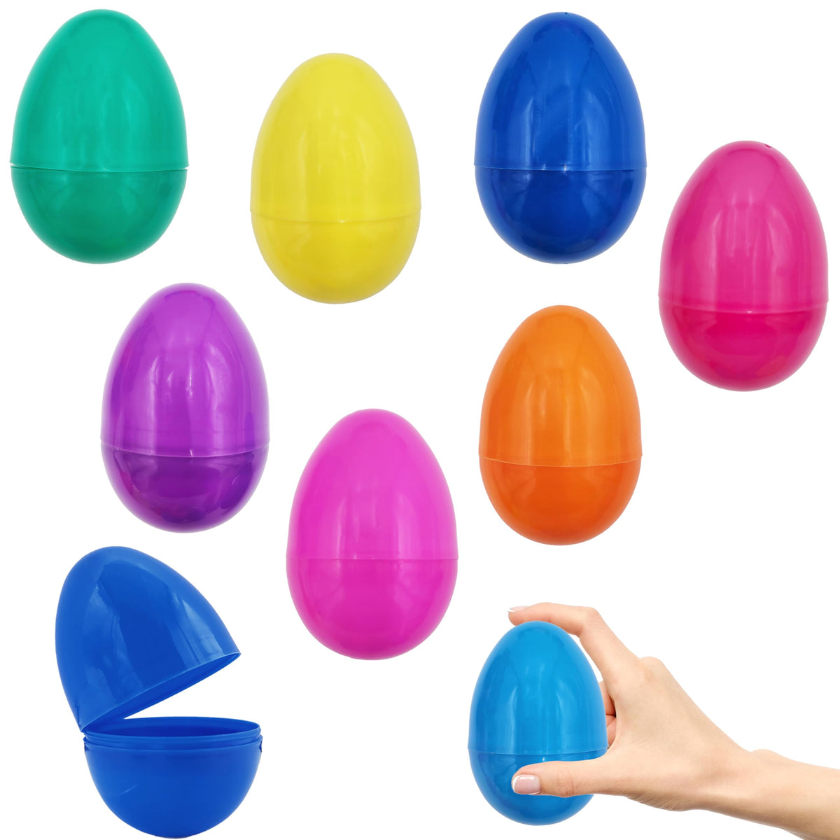 Chochkees fillable Easter eggs with hinge open for surprises.