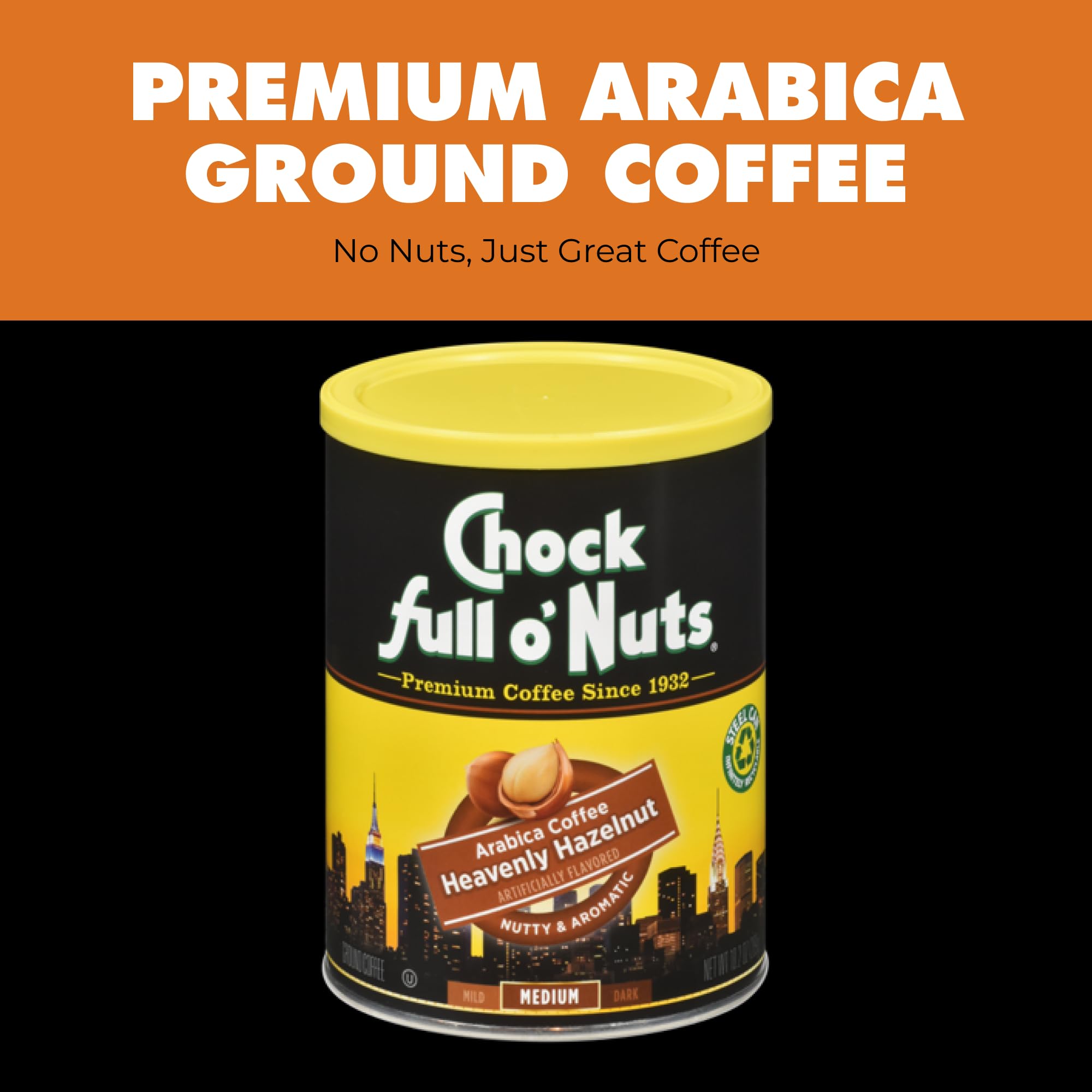 Whole coffee beans from Chock Full o’ Nuts ready to grind.