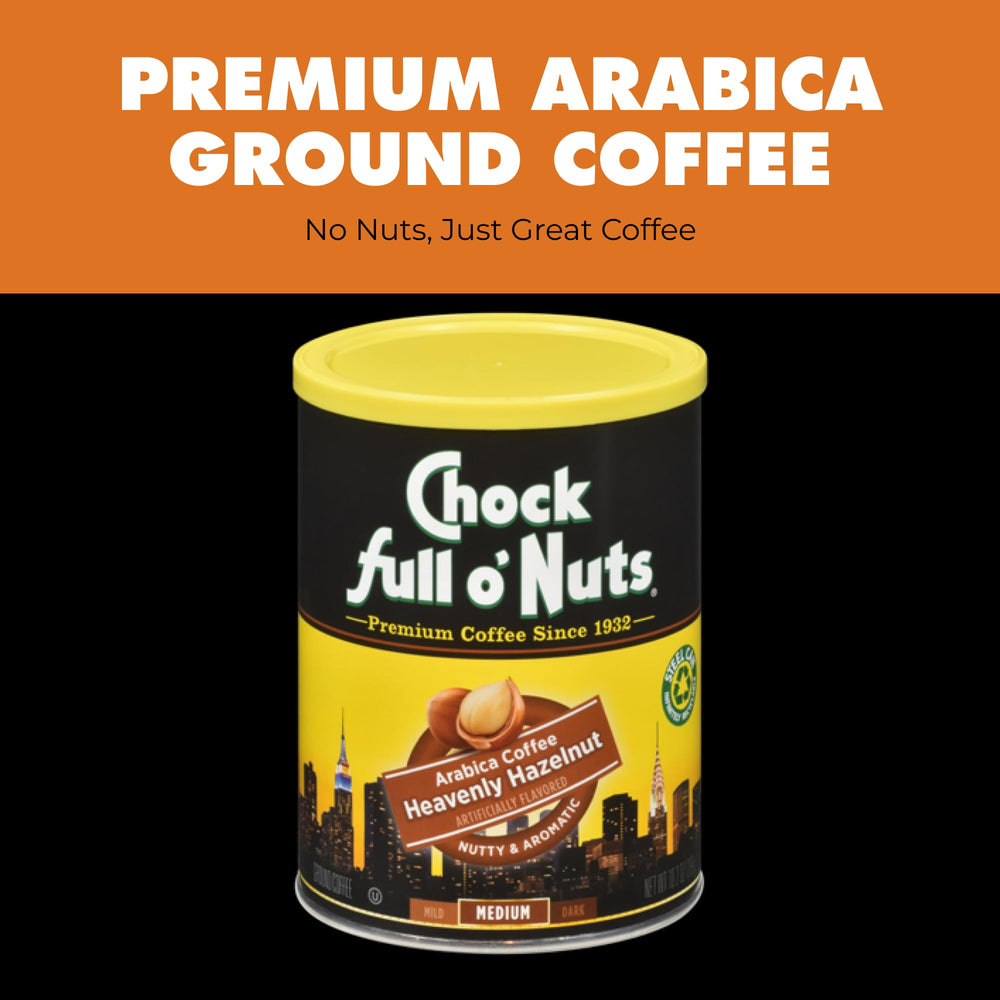 Whole coffee beans from Chock Full o’ Nuts ready to grind.