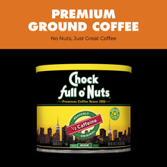 Chock Full o' Nuts Heavenly Original Half Caffeine pour-over setup ready for brewing.