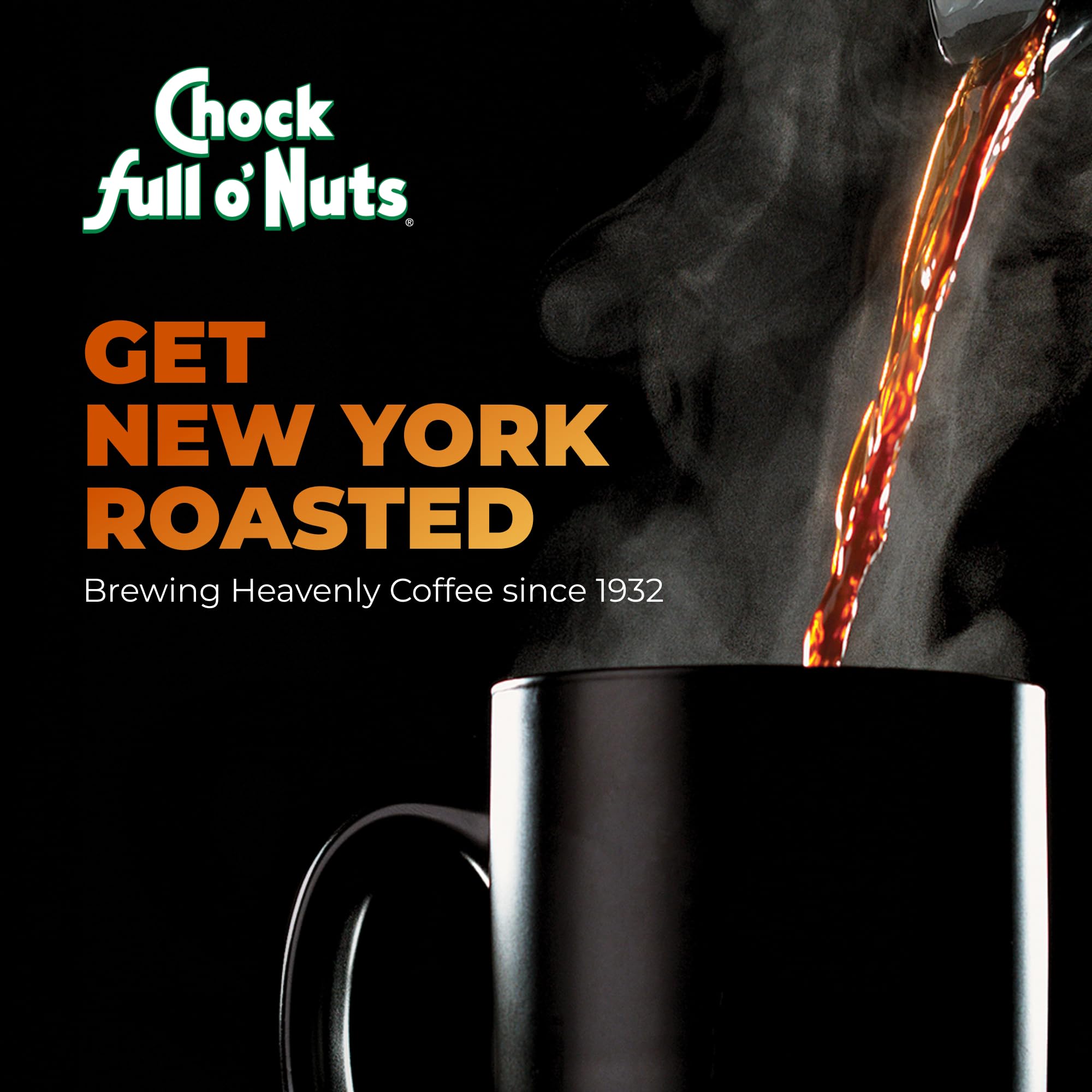 Chock Full o' Nuts Heavenly Original K-Cup pod top view for quick, mess-free office coffee.